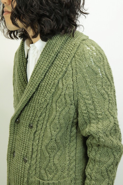 30%OFF】08sircus ケーブルニットジャケット ARMY GREEN「I.D.HEART」