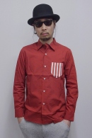【65%OFF】GDC チンストラップ付きブロードシャツ RED
