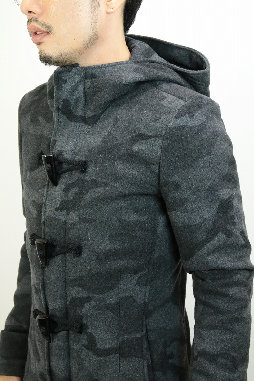 30%OFF】AKM ショートダッフルコート BLACK CAMO「I.D.HEART」