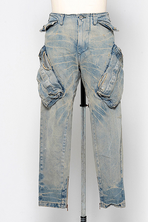 JULIUS 22PS DAMAGED CARGO DENIM_ju21