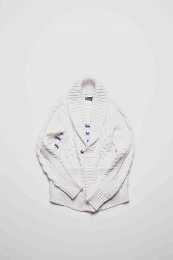 【40%OFF】9200 cable cardigan WHITE×NAVY